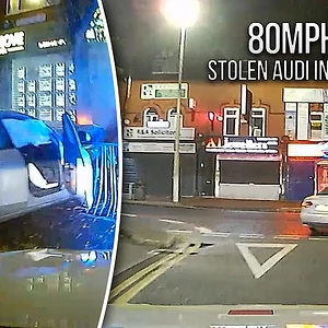 High speed Manchester police chase ends with Audi smashing into railings